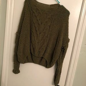 Cropped army green size medium sweater